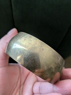 Vintage Wide Metal Bangle Bracelet in Aged Brass Tone